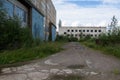 Abandoned industrial buildings in the Leningrad region, Russia. Architecture. Royalty Free Stock Photo