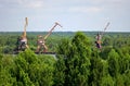 Abandoned industrial cranes in Chernobyl Zone