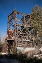 Abandoned industrial dilapidated buildings. Old mine Royalty Free Stock Photo