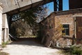 Abandoned industrial dilapidated buildings. Old mine Royalty Free Stock Photo