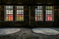 Abandoned industrial interior with bright light