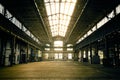 Abandoned industrial interior with bright light