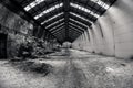 Abandoned industrial interior with bright light Royalty Free Stock Photo