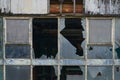 Abandoned industrial mill with broken windows