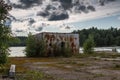 Abandoned industrial object in the Leningrad region, Russia. Royalty Free Stock Photo