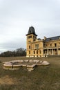 The abandoned Kegl castle in Csalapuszta, Hungary on a winter day