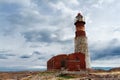 Lighthouse abandoned since the mid-1970s on Pinguino Island Royalty Free Stock Photo