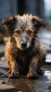 Abandoned and lonely a homeless dog expresses deep sadness