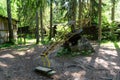 Abandoned luge track in Murjani, Latvia. Old mechanism for sled training