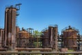 Abandoned machines in a gas industry at gas works park Seattle Royalty Free Stock Photo