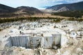 Abandoned Marble Quarry with view of lake Baikal in the village of Buguldeika.