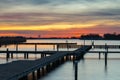 Abandoned marina Oude Veer in Anna Paulowna during a colorful sunset Royalty Free Stock Photo