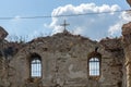 Abandoned Medieval Eastern Orthodox church of Saint John of Rila at the bottom of Zhrebchevo Reservoir, Bulgaria