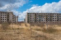 abandoned military buildings in city of Skrunda in Latvia Royalty Free Stock Photo