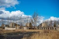 abandoned military buildings in city of Skrunda in Latvia Royalty Free Stock Photo