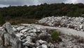 Abandoned Mining Quarry, Extractive industry, Piles Of Stones Gloomy Winter Day 2