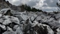 Abandoned Mining Quarry, Extractive industry, Piles Of Stones Gloomy Winter Day 3