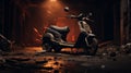 Abandoned Motorcycle: A Cinematic Rendering Of Burned Charred Beauty