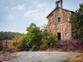 abandoned mountain church, ruined