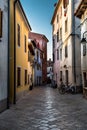 Abandoned Narrow Street With Old Houses And Bicycles In Fazana Croatia Royalty Free Stock Photo