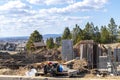 An abandoned new home construction job site in a hillside subdivision near Spokane Washington, USA Royalty Free Stock Photo