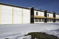 Abandoned non residential building in winter, deadpan photography