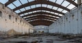 Abandoned old building with weathered walls and glass ceiling Royalty Free Stock Photo