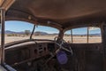 Abandoned old car interior in Namibia desert. place known as solitaire. Royalty Free Stock Photo