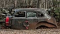 Abandoned Old Car with Christmas Wreath Royalty Free Stock Photo