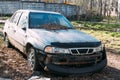 Abandoned old car wreck in the outdoors Royalty Free Stock Photo