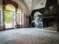 abandoned old castle covered with graffiti in France