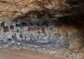 Abandoned old cave and secret underground tunnel formed from molten lava and igneous rock after a volcanic eruption in Royalty Free Stock Photo