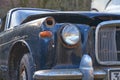 abandoned rusty blue rover saloon Royalty Free Stock Photo