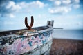 Abandoned old fishing boat on Aldeburgh Beach, Aldeburgh, Suffolk. UK