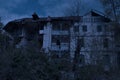 Abandoned old haunted house with dark horror atmosphere in the moonlight Royalty Free Stock Photo