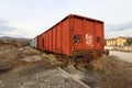 Old railway wagons in an abandoned station Royalty Free Stock Photo