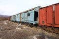 Old railway wagons in an abandoned station Royalty Free Stock Photo