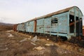 Old railway wagons in an abandoned station Royalty Free Stock Photo