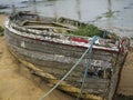 Abandoned old rowing boat wreak Royalty Free Stock Photo