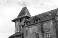 Abandoned old ruined house black and white photo Royalty Free Stock Photo