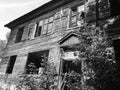 Abandoned old ruined house, a Ghost black-and-white photo Royalty Free Stock Photo