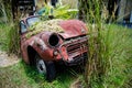 Abandoned old rusty car. Retro background Royalty Free Stock Photo