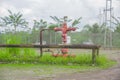 Abandoned old rusty oil rigs with preasure valve