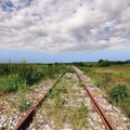 Abandoned old rusty railroad