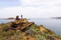 Abandoned old rusty tank on the dunes of Lemnos island, Greece Royalty Free Stock Photo