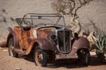 Solitaire, Namibia-03 Sep 2019: abandoned old rusty wrecked historic cars near a service station at Solitaire in Namibia