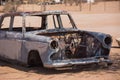 Solitaire, Namibia-03 Sep 2019: abandoned old rusty wrecked historic cars near a service station at Solitaire in Namibia