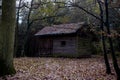 Abandoned old scary ghost horror house building creepy forest mystery spooky Royalty Free Stock Photo