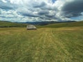 Abandoned old shepherd cottage on pasture land Royalty Free Stock Photo