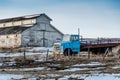 Abandoned old truck and barn in the prairie Royalty Free Stock Photo
